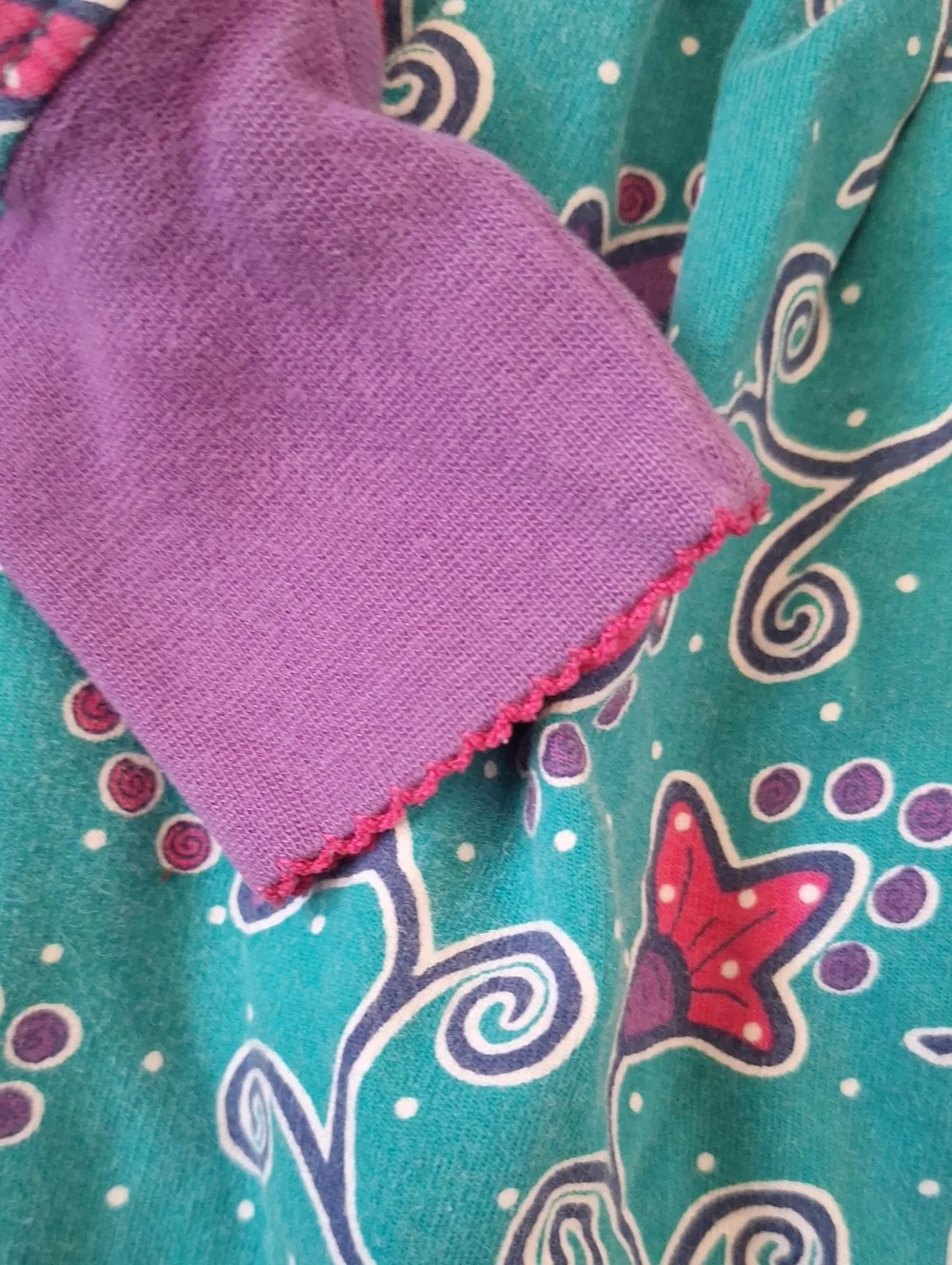Vintage Gymboree Rainbow Tag Turquoise & Purple Floral Long Sleeve Dress S